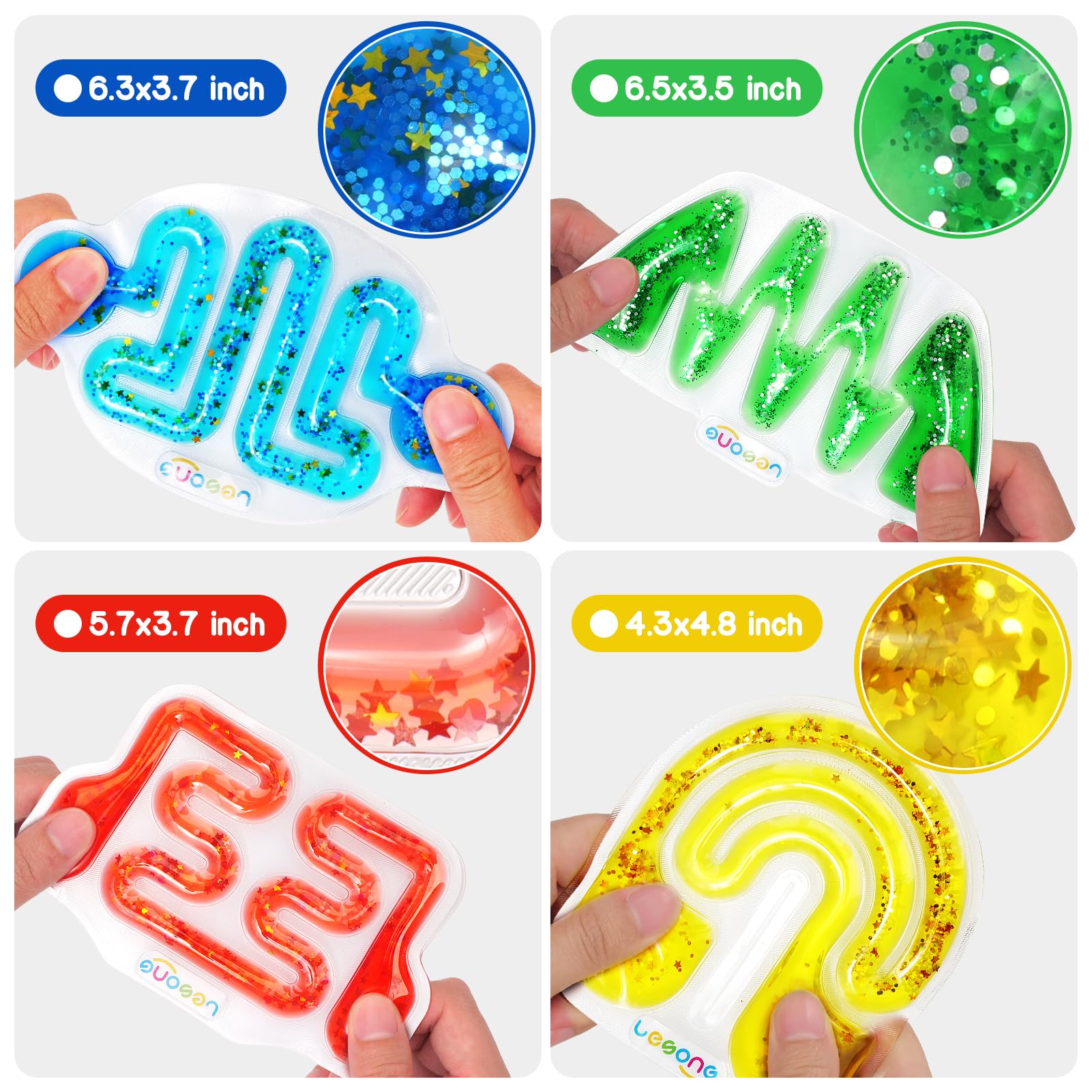 LESONG Sensory Tubes squishy gel feel provides tactile relief during stress.