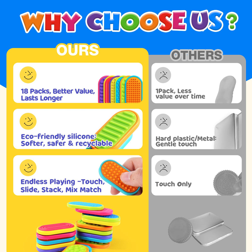 LESONG silicone magnets in six colors promote calm, tactile exploration at home.