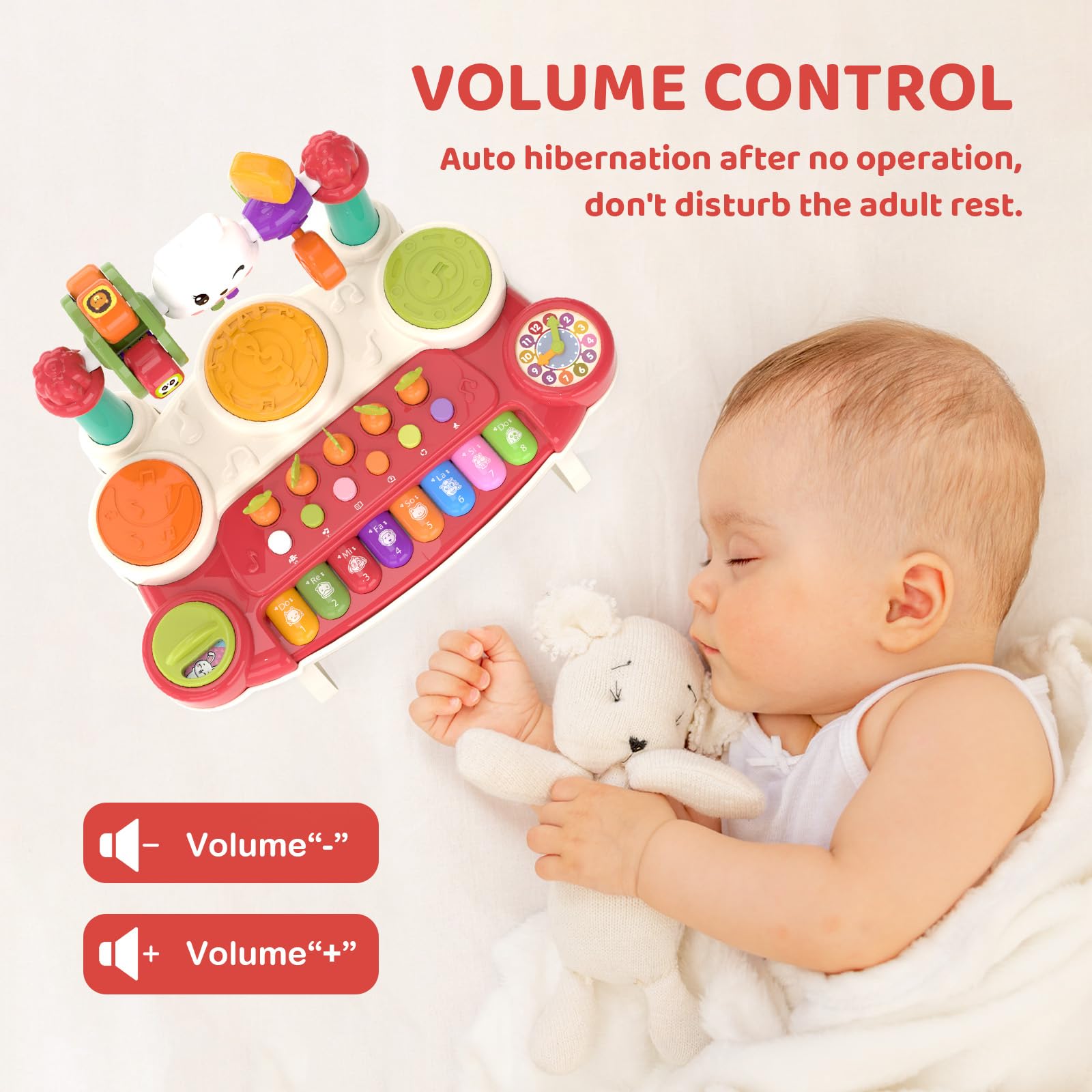 LESSETI 20-in-1 musical toy colorful lights image showcasing captivating LEDs during playtime