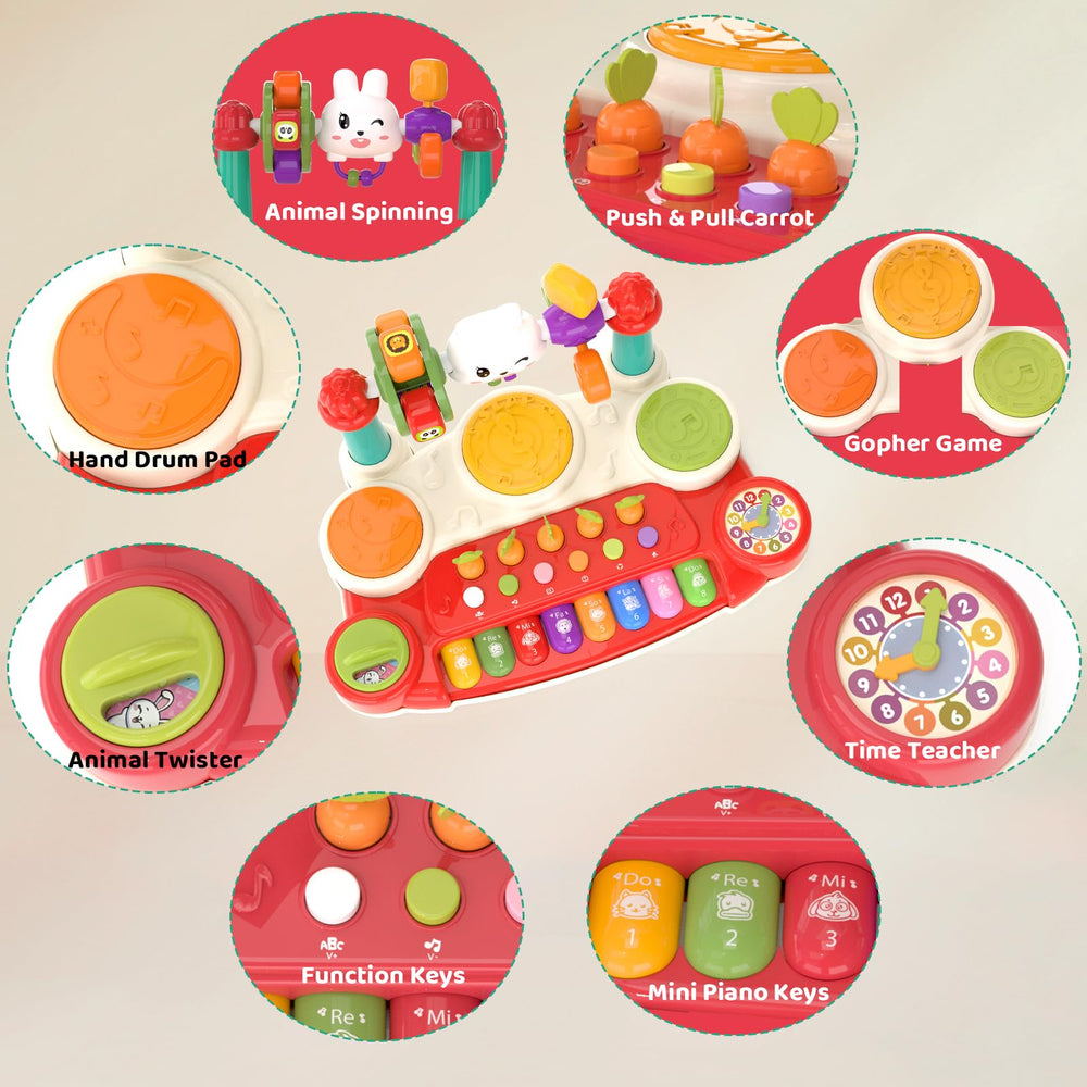 LESSETI 20-in-1 musical toy piano-keyboard close-up highlighting interactive keys for music play
