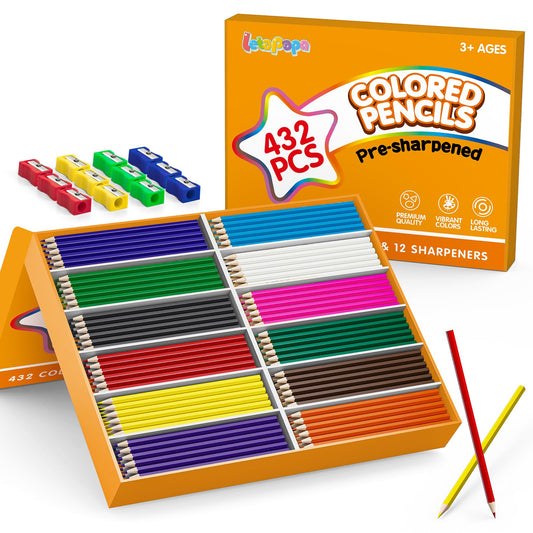 Letapapa 432-count colored pencils bulk packaging, ideal for classrooms.