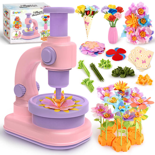 Letapapa embossing machine with bright fabric petals making roses for kids' creative play.