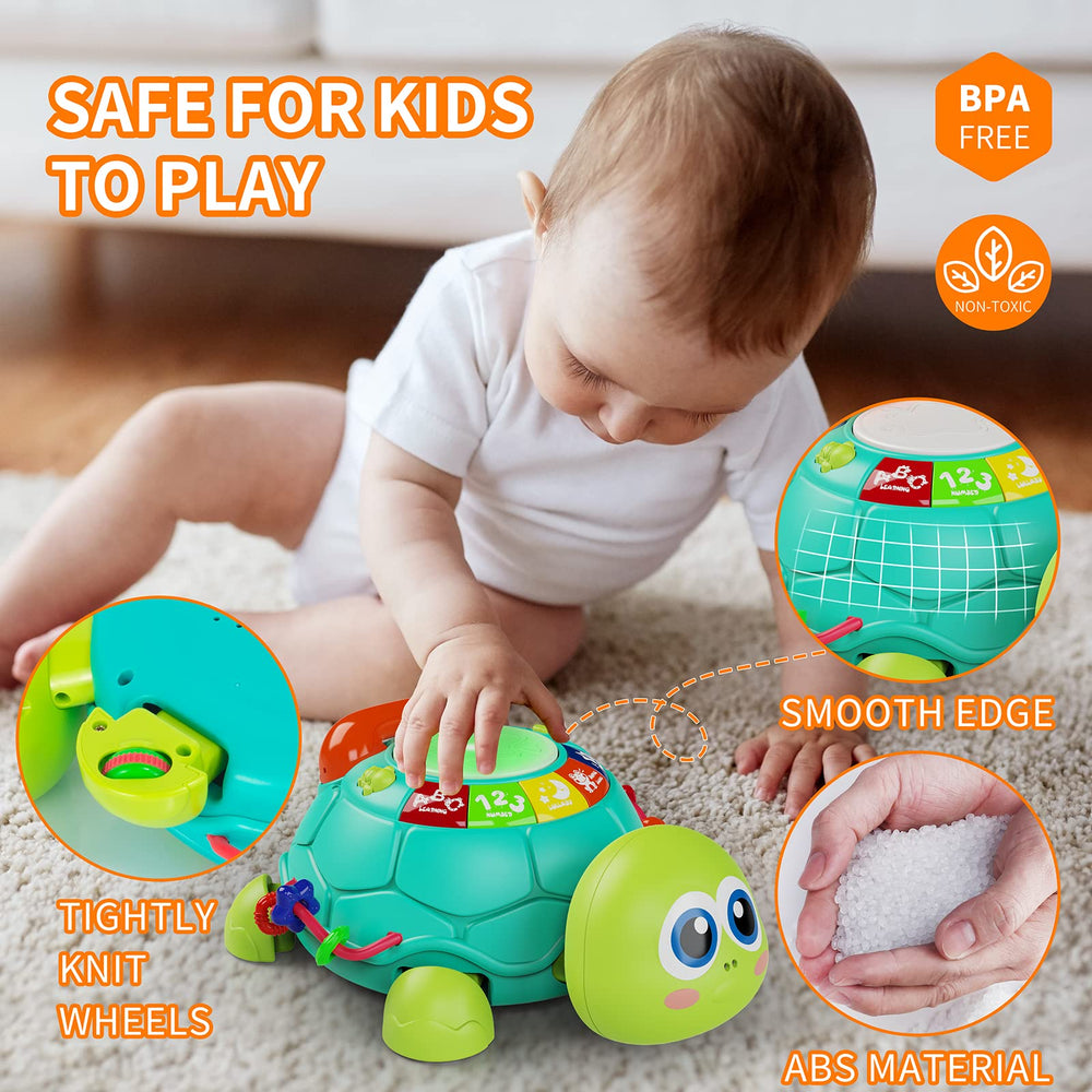 Letapapa turtle teaches letters and numbers through interactive play.