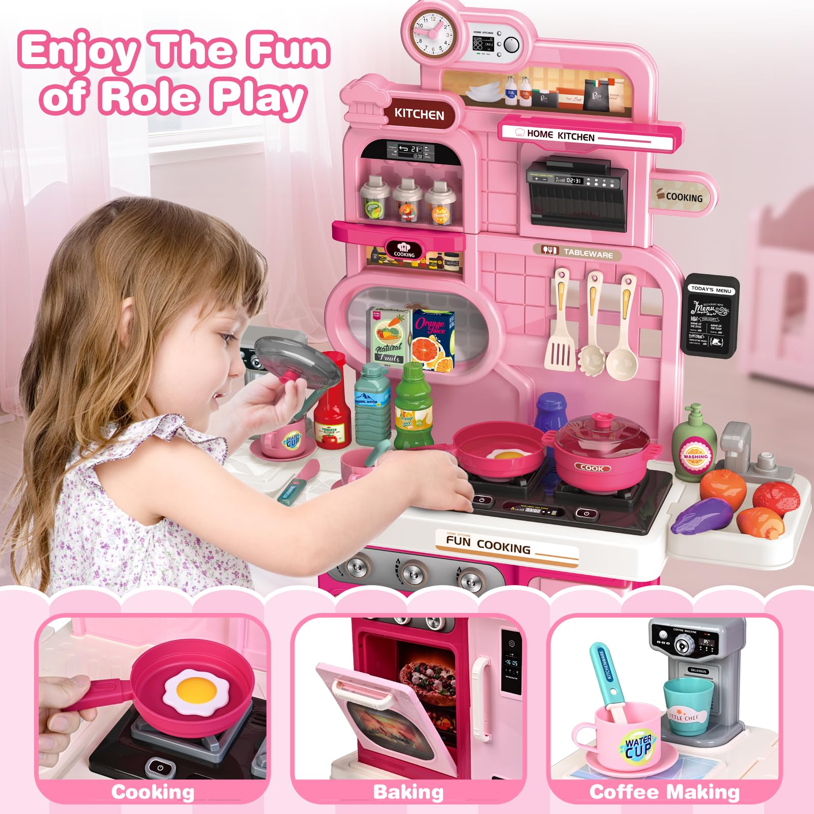 Letapapa Play Kitchen oven with dials creates authentic cooking cues.