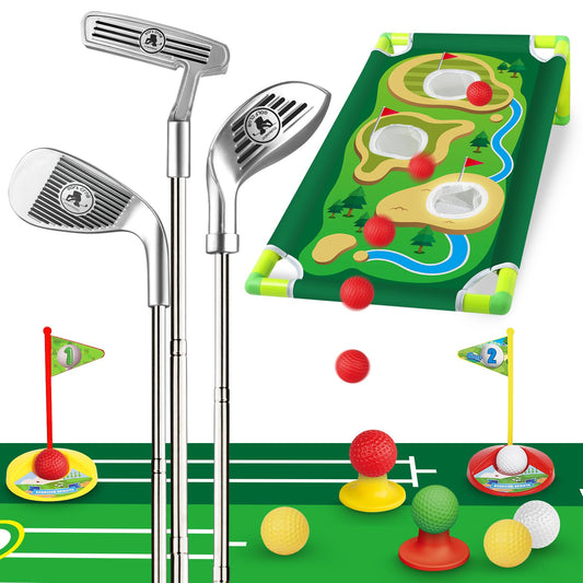 Letapapa toddler golf set adjustable clubs for growing kids, easy to swing indoors.