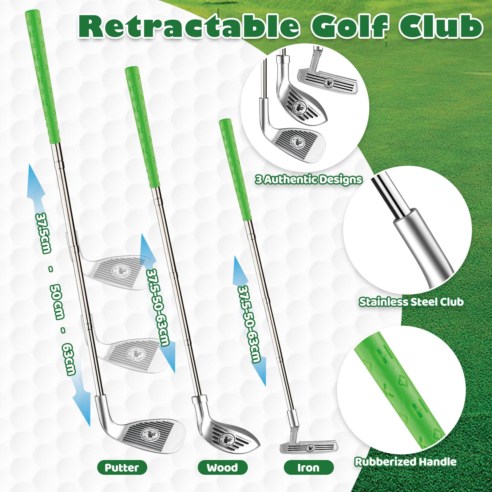Letapapa toddler golf set iron club enables controlled swings for beginners.