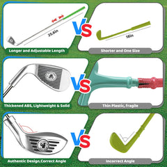 Letapapa toddler golf set wood club extends reach for longer strokes.