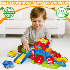 Letapapa Trilobatops car on track helps toddlers learn sequencing.