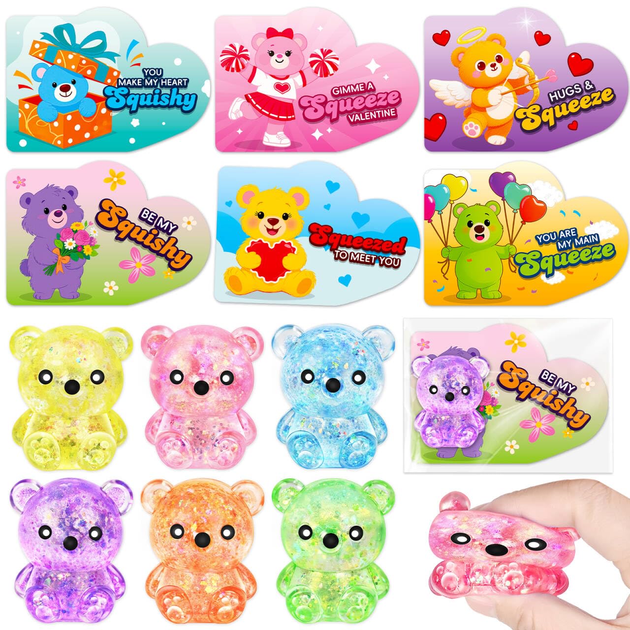 Letapapa valentines cards with bear toy set for classroom gifts and party favors.
