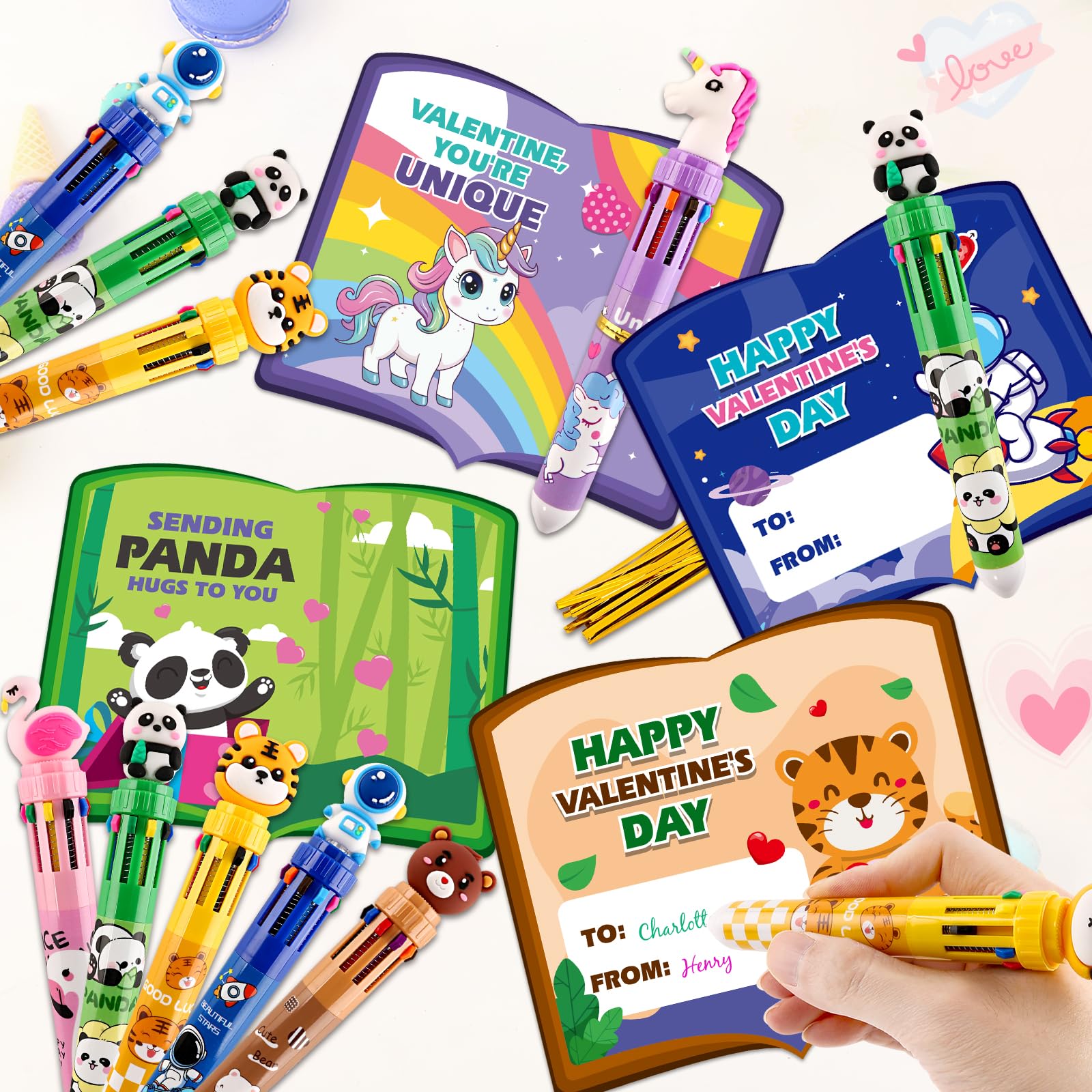 Letapapa valentines cards showcase six cartoon designs for kids.