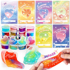 Letapapa Valentines kids cards with heart slime set for classroom exchange and sensory play