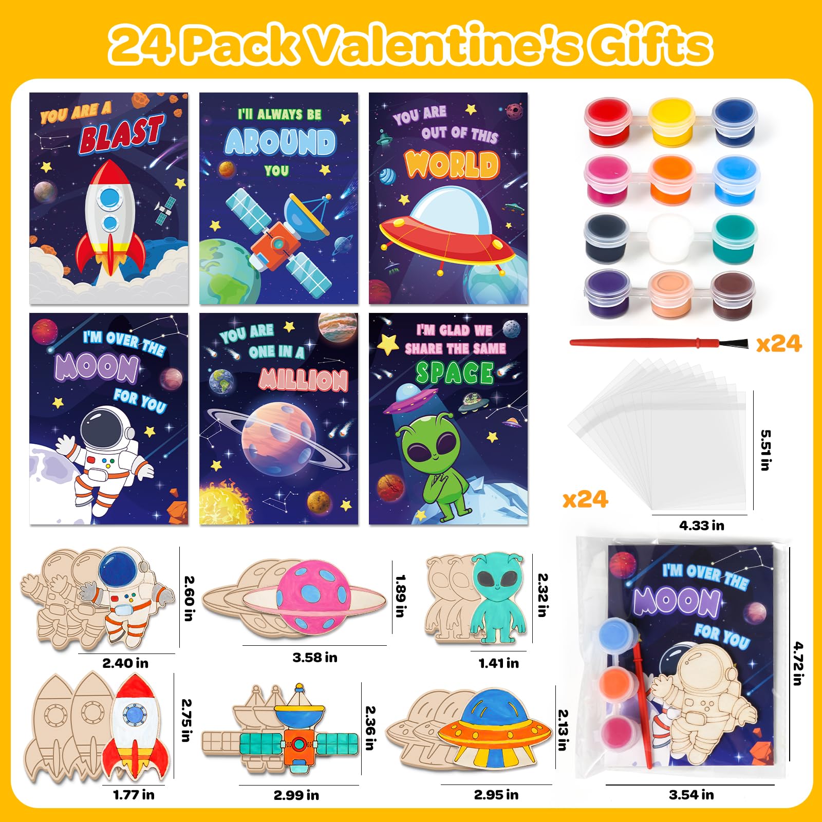 Six space designs on cards with To/From section for personalization.