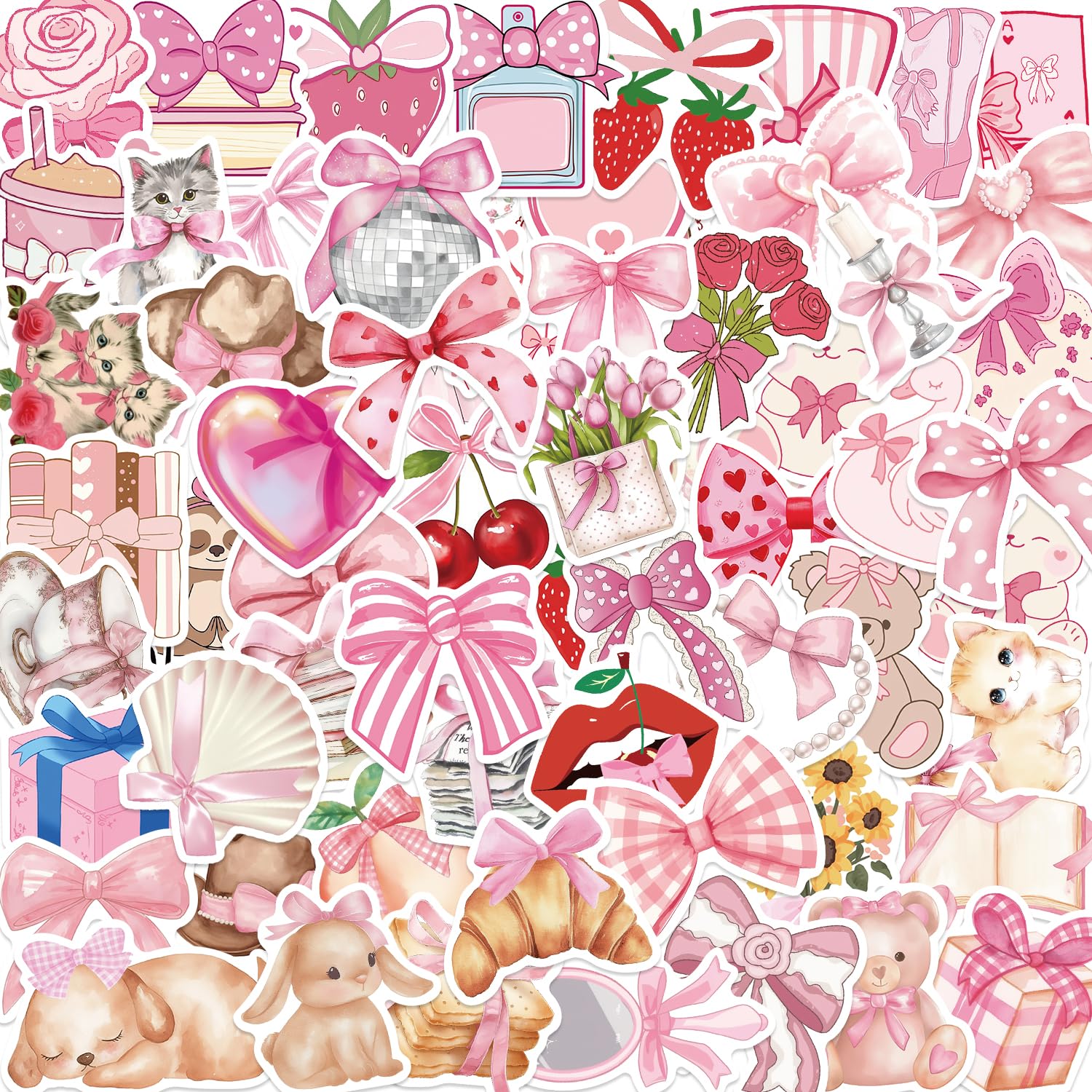 Letiezhi Coquette pink bow close-up sticker for laptop decoration