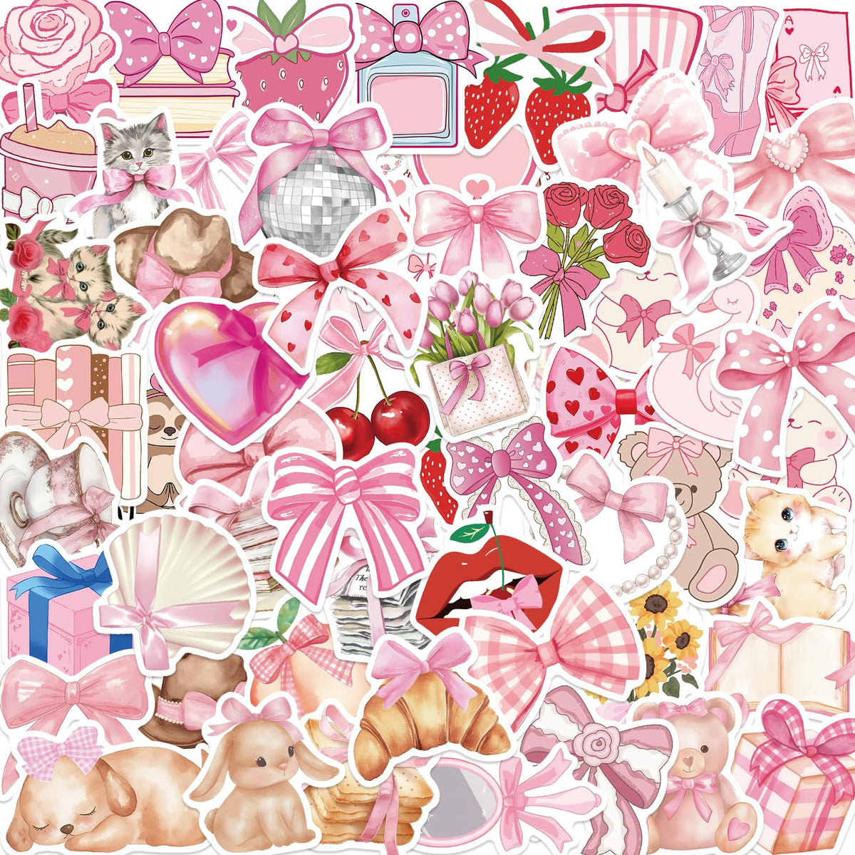 Letiezhi Coquette pink bow close-up sticker for laptop decoration