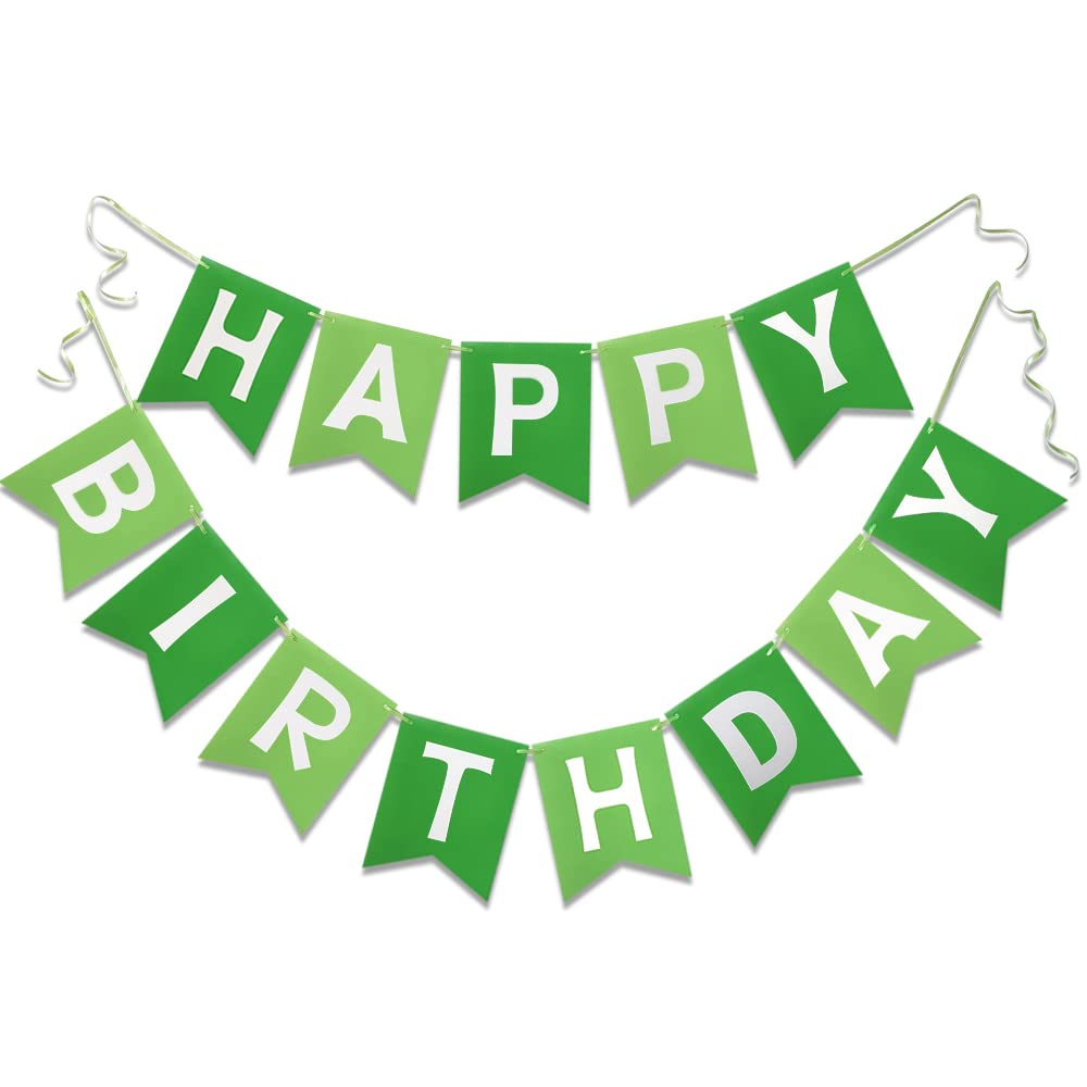 Letjolt greenery birthday banner with 13 flags for photo backdrop at parties