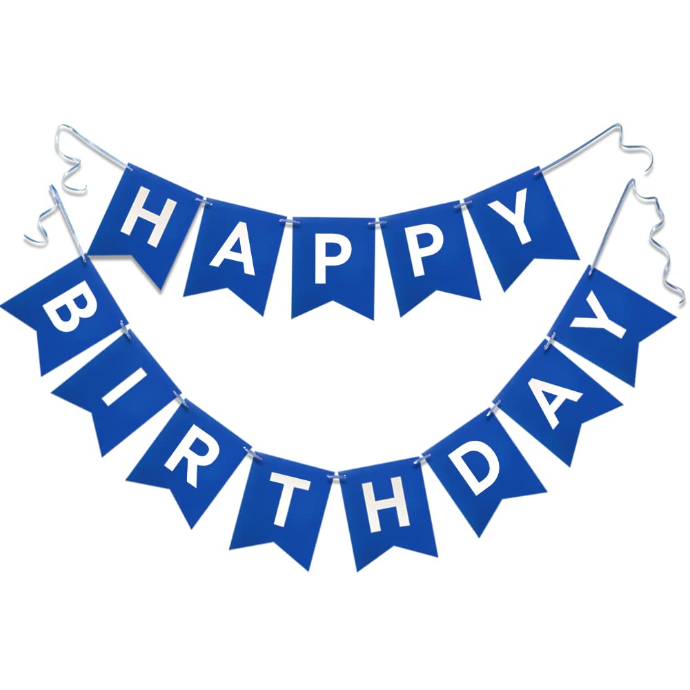Letjolt navy blue Happy Birthday banner with nautical theme ready for wall display