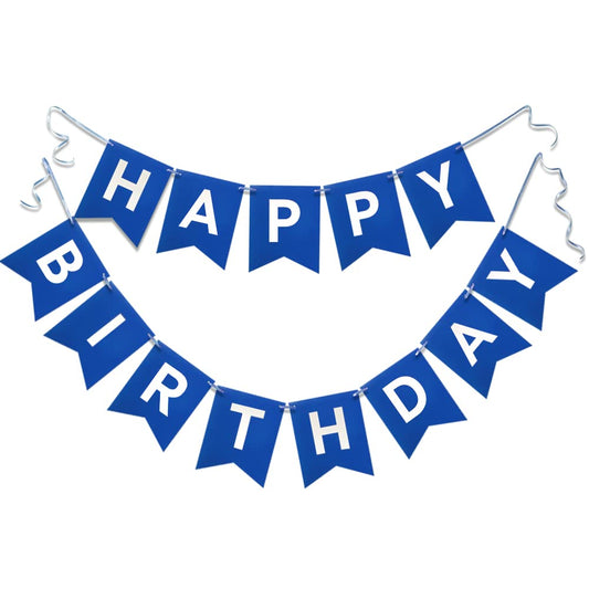 Letjolt navy blue Happy Birthday banner with nautical theme ready for wall display