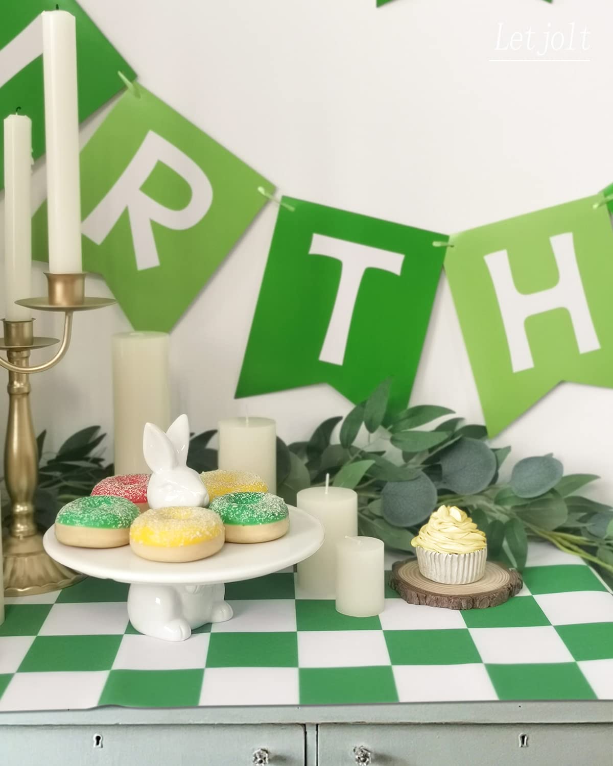 Letjolt satin-strand banner made with heavy card stock for reusable decor