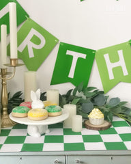 Letjolt satin-strand banner made with heavy card stock for reusable decor