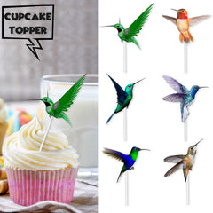 LETLIMIT nature-theme glitter toppers with green birds for festive cake.
