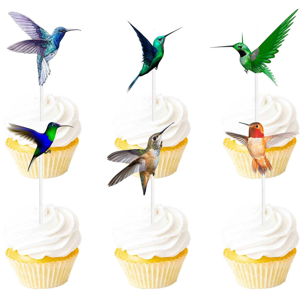 LETLIMIT hummingbird glitter cupcake toppers for birthday cupcakes.