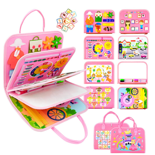 Letoya Busy Board Princess Dress Buttoning enhances fine motor play.