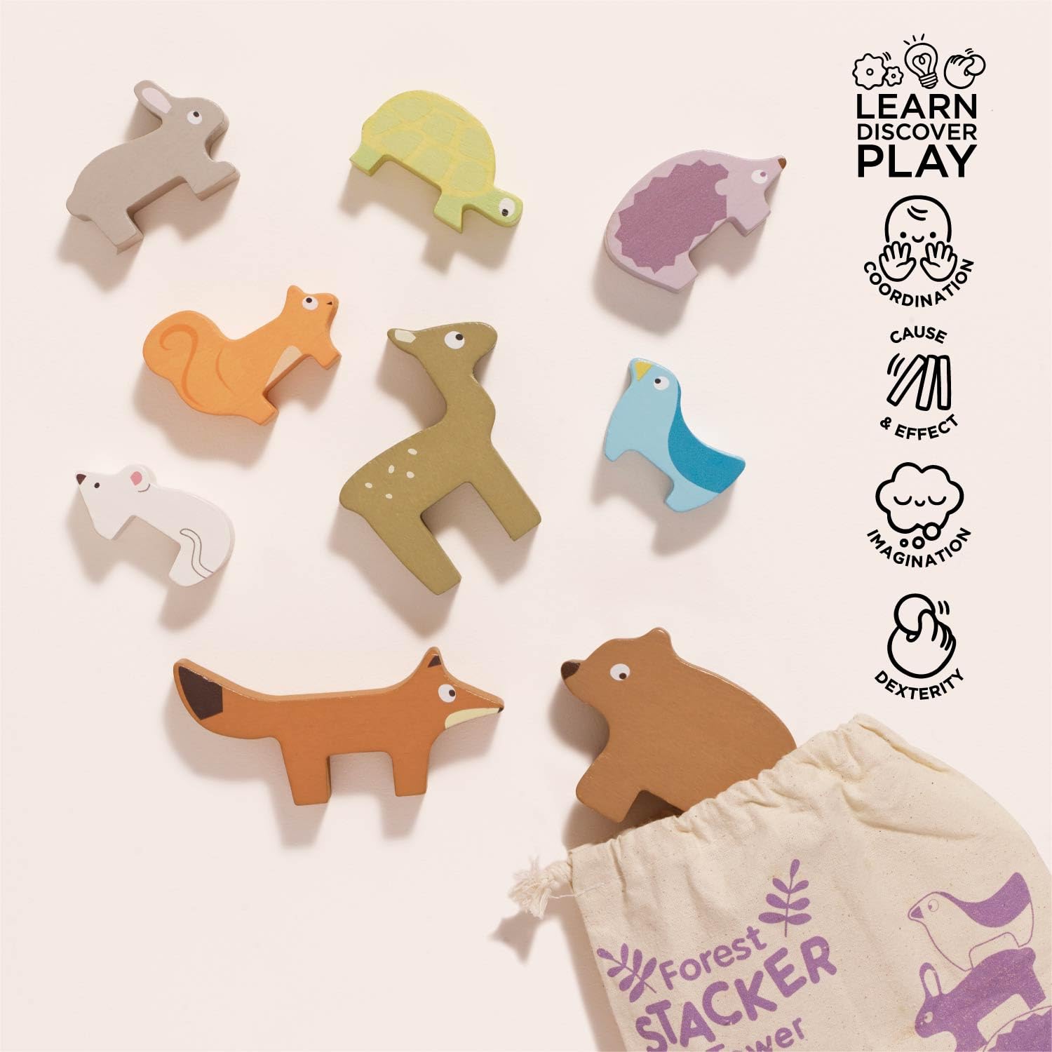 Le Toy Van drawstring bag keeps pieces organized for travel and play