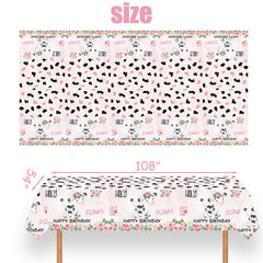 Letromp large 54x108 inch tablecloth covers long tables with vibrant pink cow design.