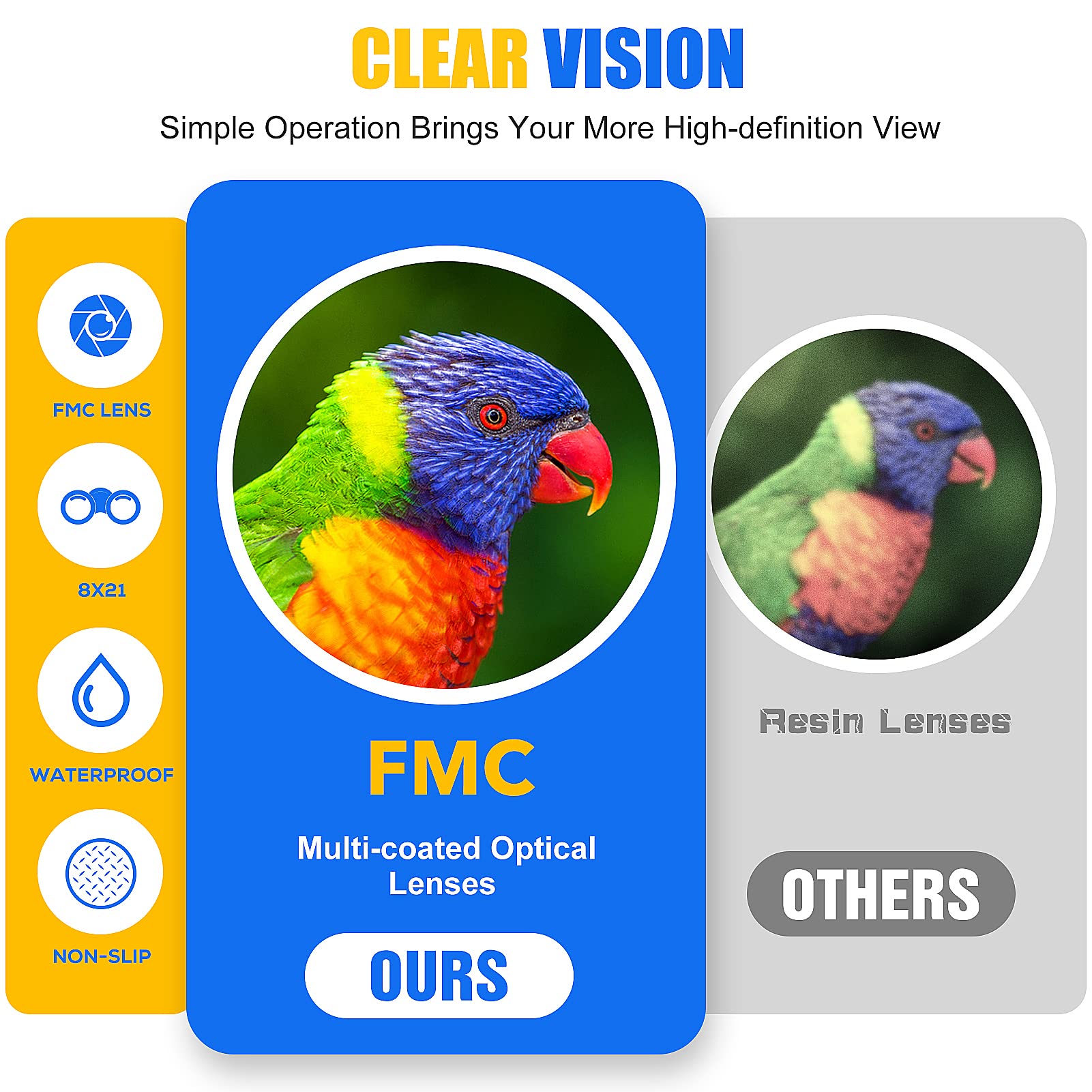 LET'S GO! 8x magnification helps kids spot birds and distant objects clearly.
