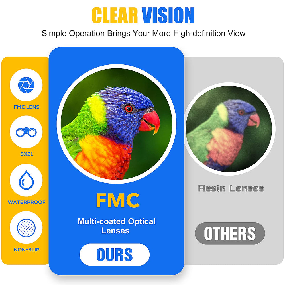 LET'S GO! binoculars crystal-clear view from FMC prism coating with vivid colors