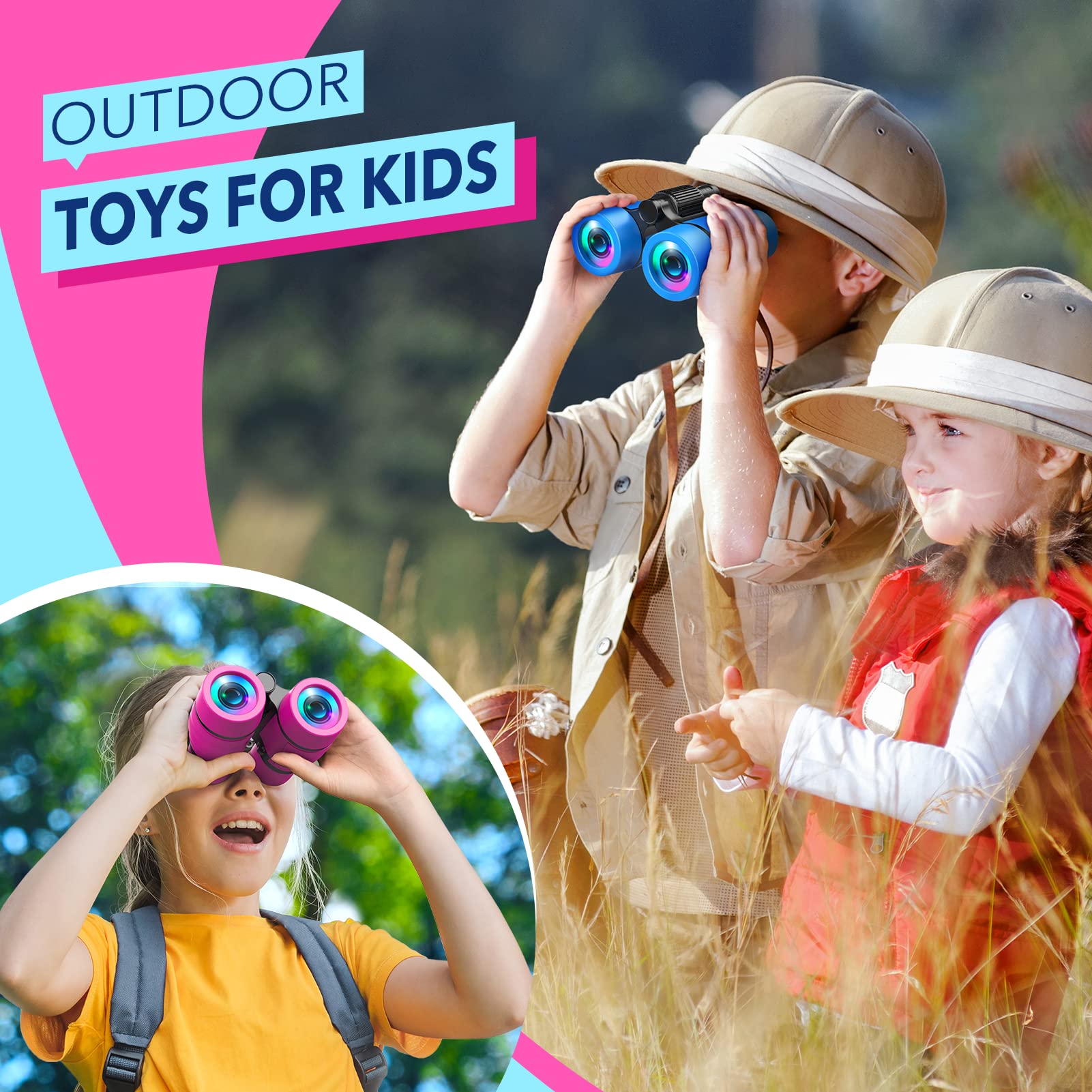 LET'S GO! binoculars with packing bag for camping trips