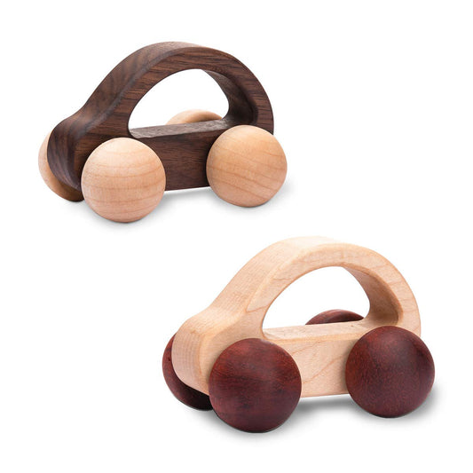 Let's Make organic baby push car wooden toy promotes grasping and imaginative play.