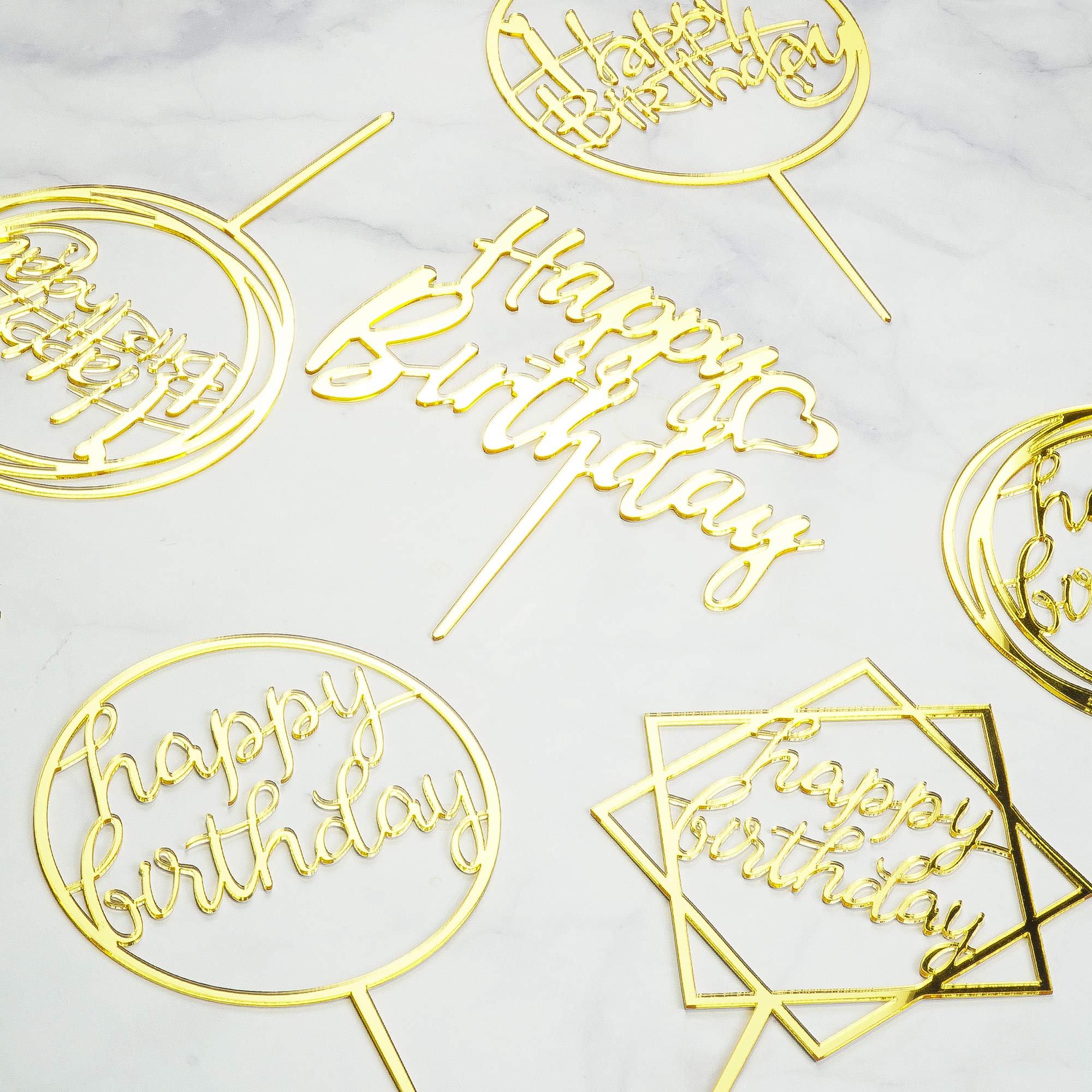 LetsCake six-pack gold topper back view shows silver reverse for versatile party styling