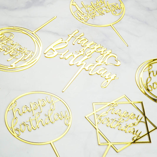 LetsCake six-pack gold topper back view shows silver reverse for versatile party styling