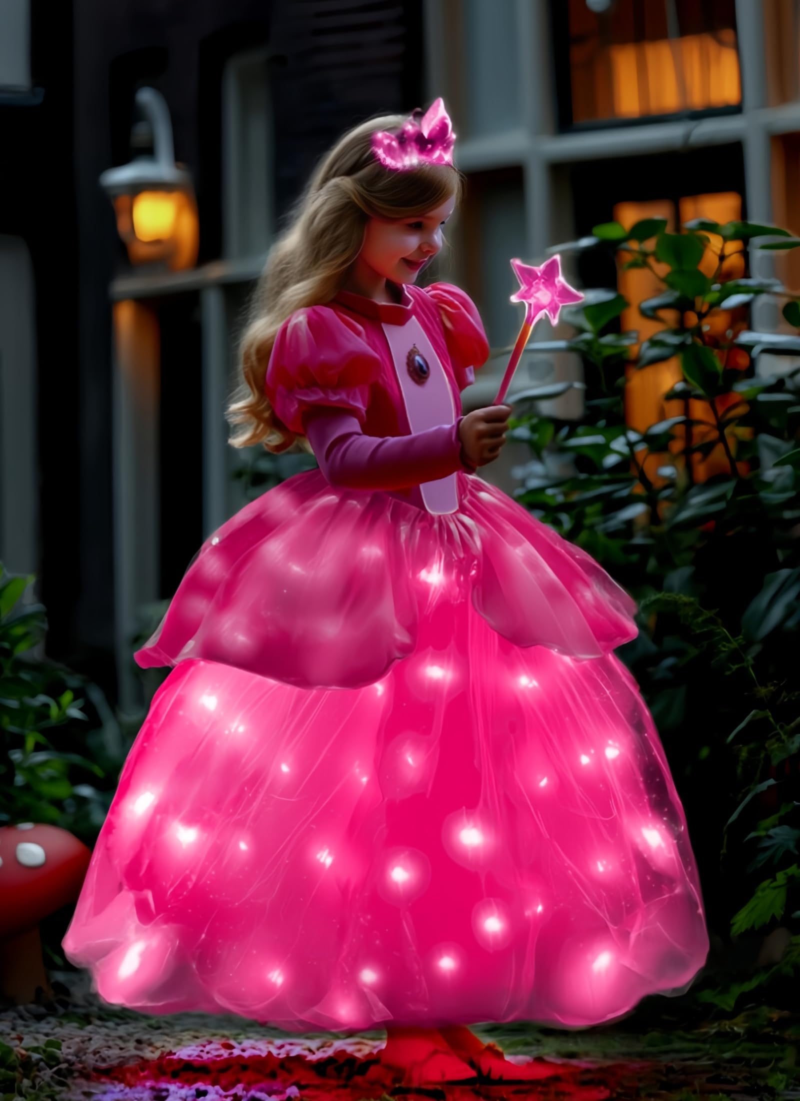 Letsglow light-up dress close-up highlights organza and tulle for magical nights