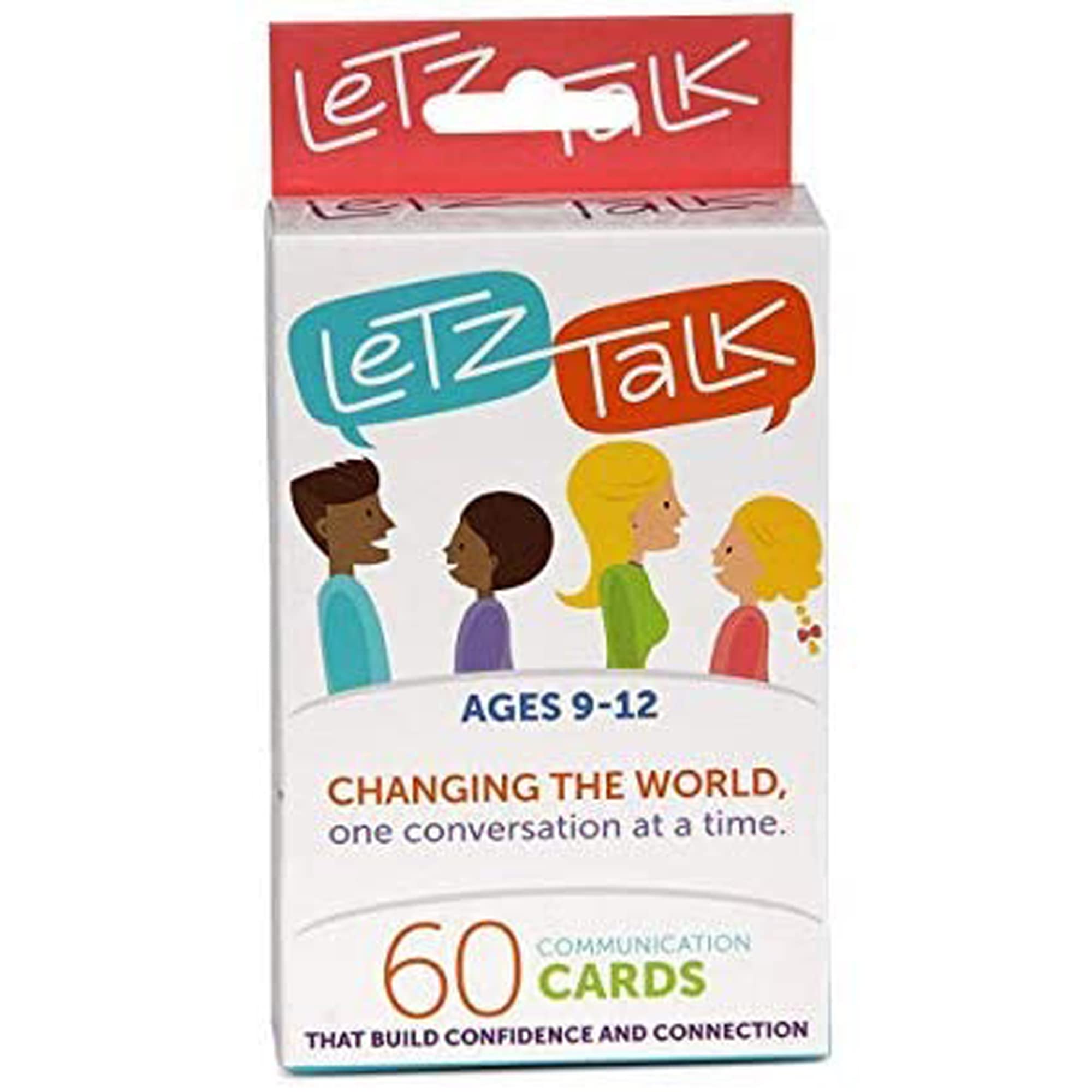 Letz Talk conversation cards for kids 9-12 encourage thoughtful discussion at family table.