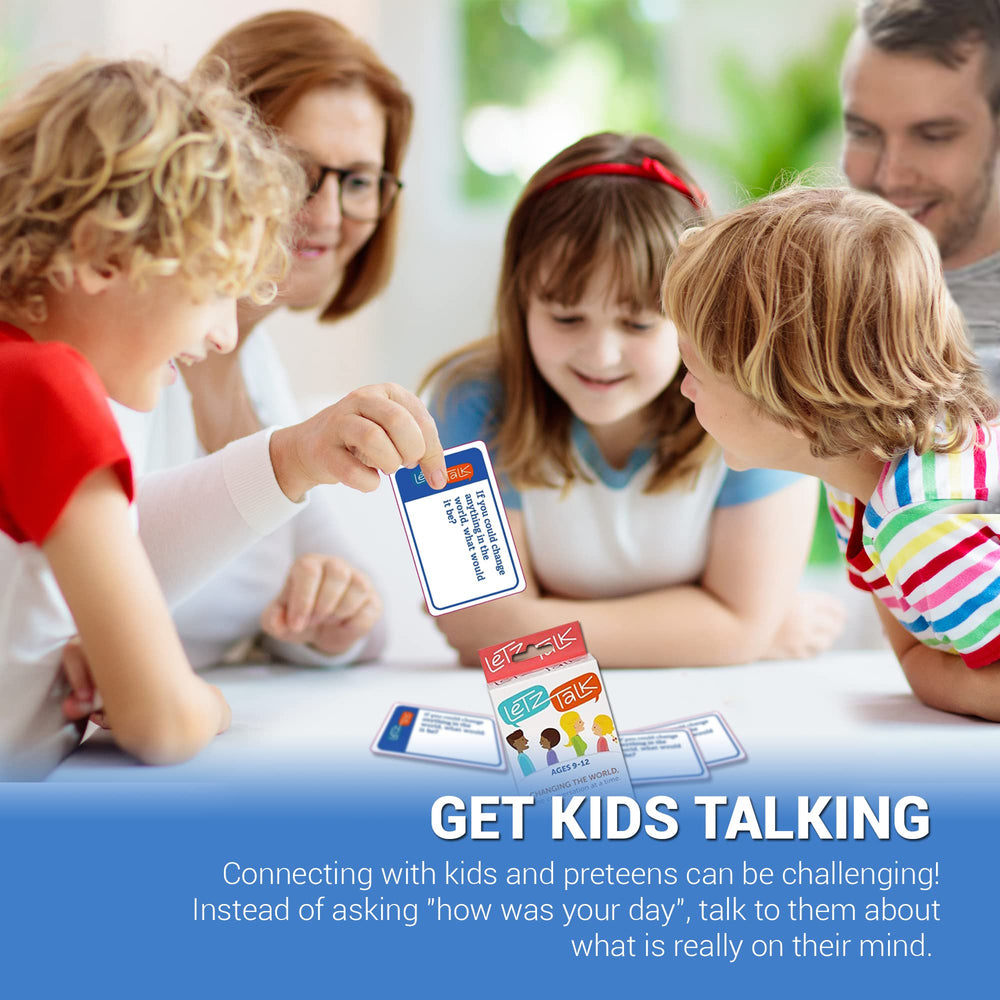 Letz Talk open-ended questions kit prompts kids to share feelings and dreams.