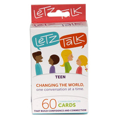 Letz Talk teen conversation cards topic prompts to spark family dinner dialogue.