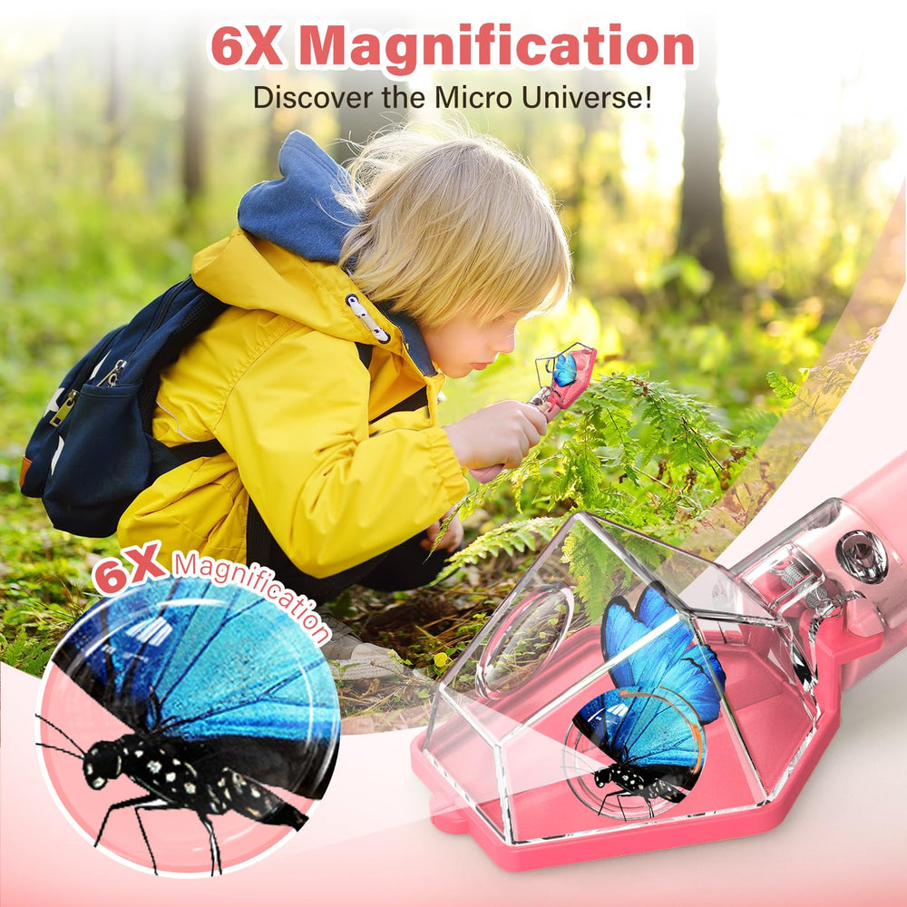 LEUOA Bug Catcher lid open demonstrates one-handed operation for kids