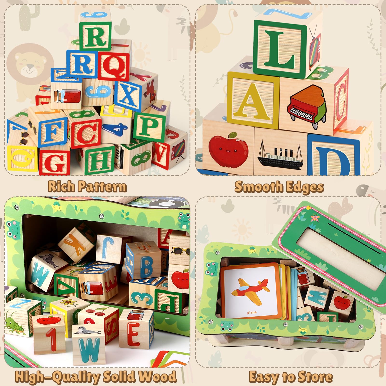 Lewo ABC blocks encourage hands-on building and refined motor skills through play.