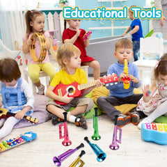 Lewtemi green trumpet toy, 7-inch size fits small hands.