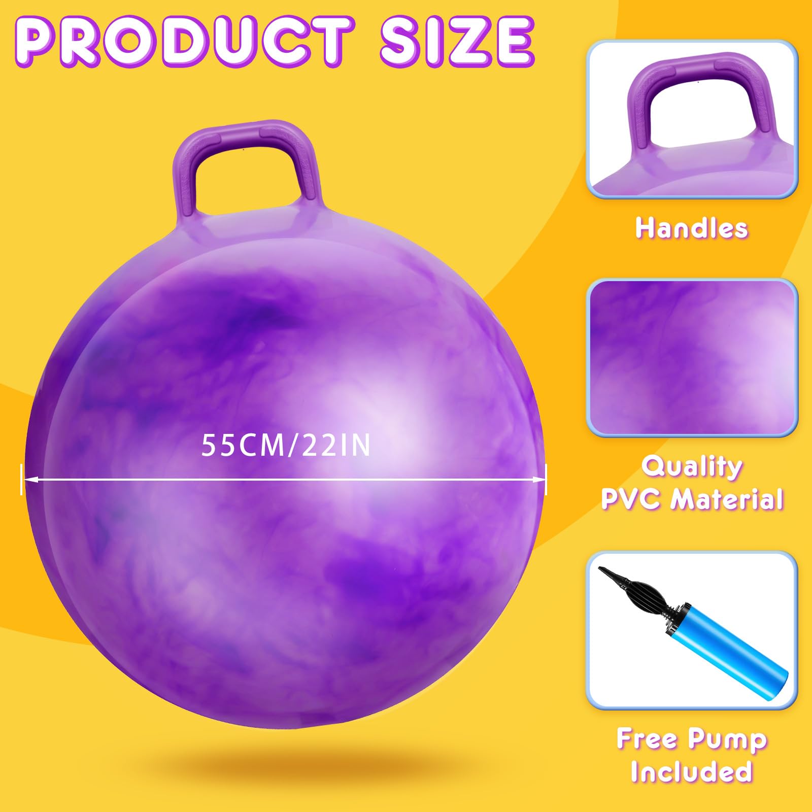 Lewtemi 29 inch blue gradient bouncing ball with handle enhances coordination