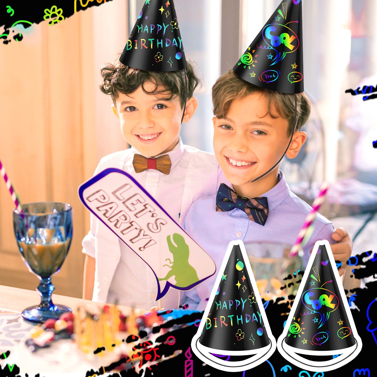 Lewtemi colorful cone hats prepared for DIY decoration at parties