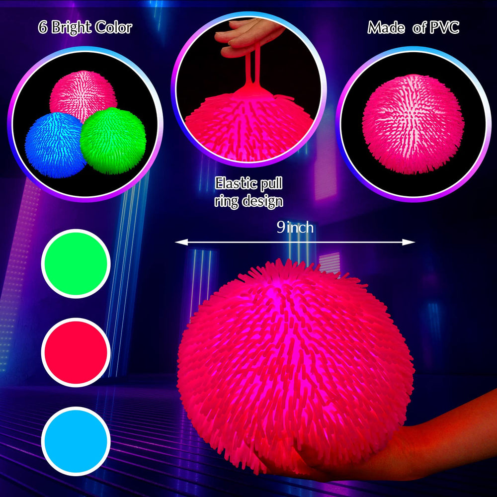 Lewtemi Glow Puffer Blue 9-Inch ball glows after dark for party fun.