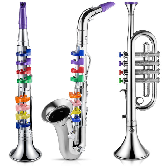 Lewtemi set of 3 child instruments shows a complete beginner-friendly ensemble