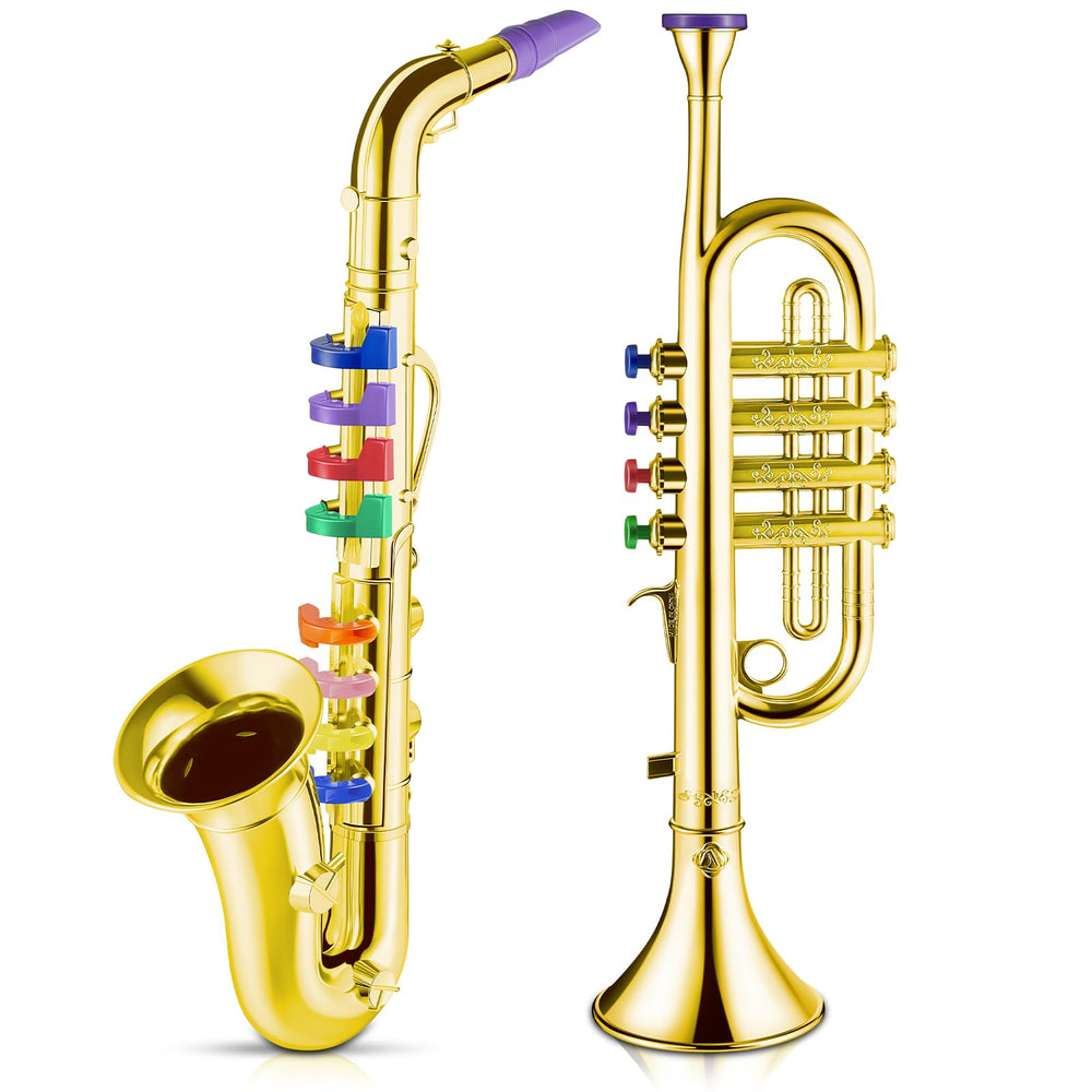Lewtemi toy saxophone in gold finish sparks beginner musical exploration.