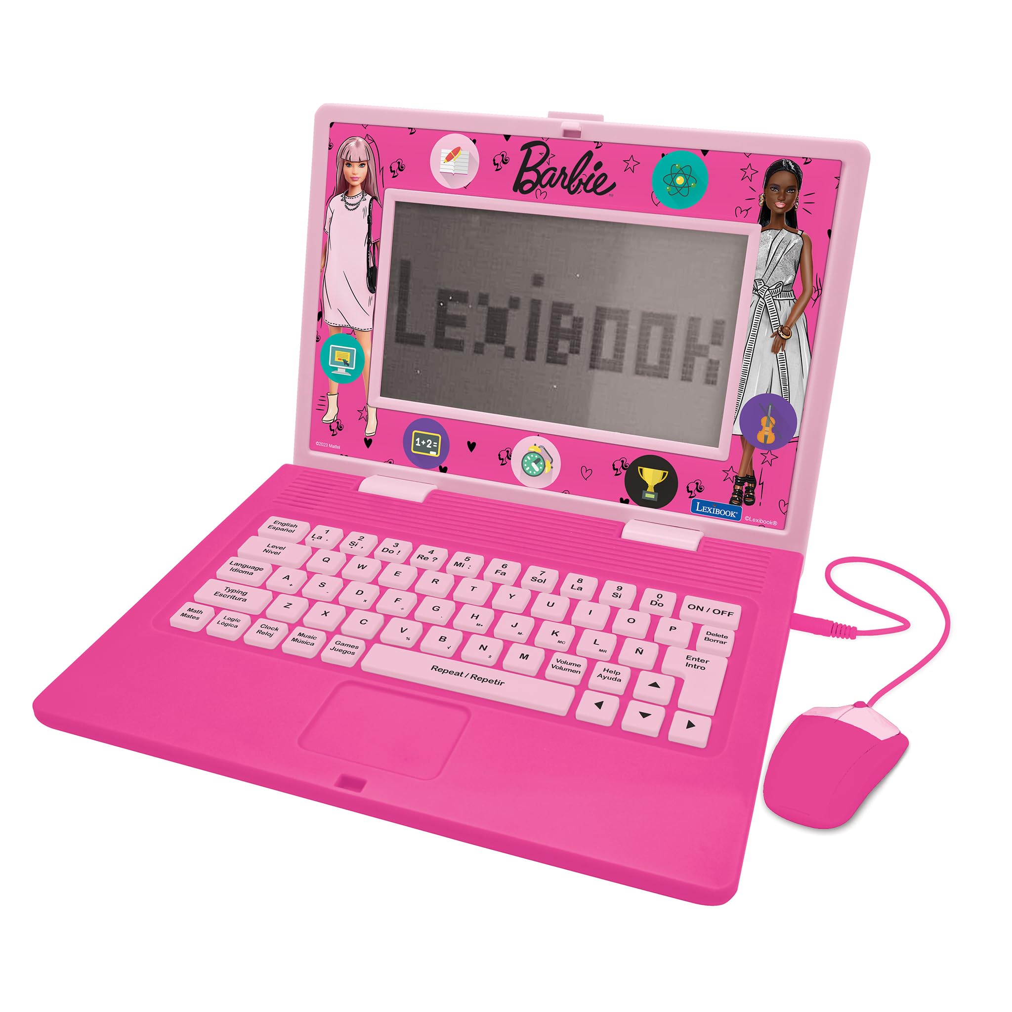 LEXiBOOK Barbie educational laptop open on desk for engaging learning