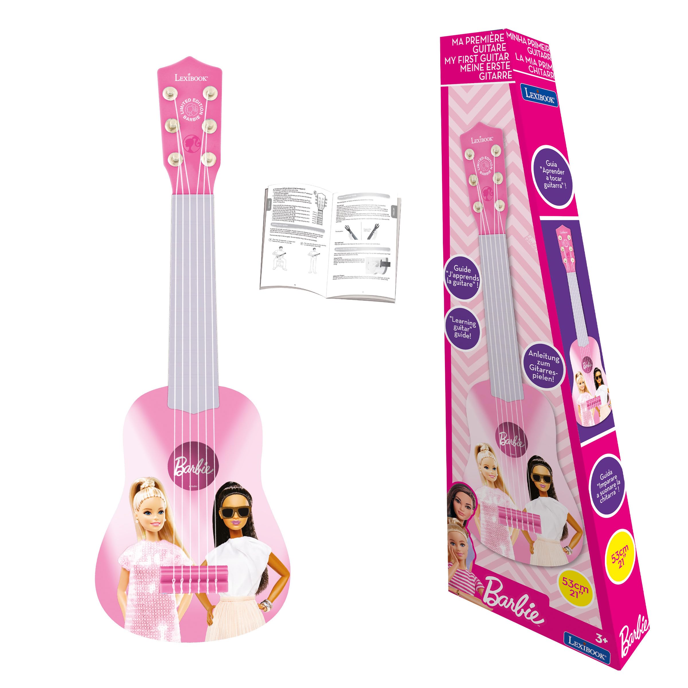 Lexibook Barbie guitar 21-inch nylon strings, ideal for beginner players