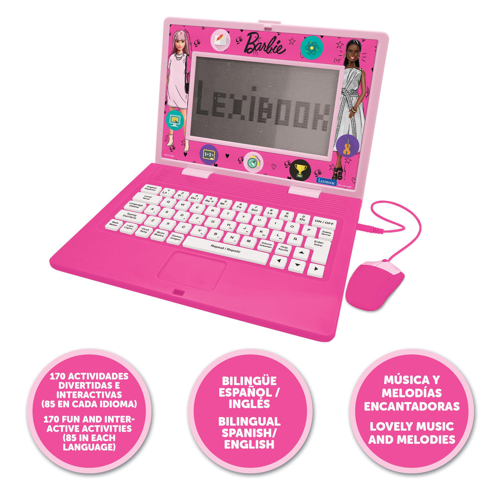 LEXiBOOK Barbie laptop keyboard closeup for kid-friendly typing practice