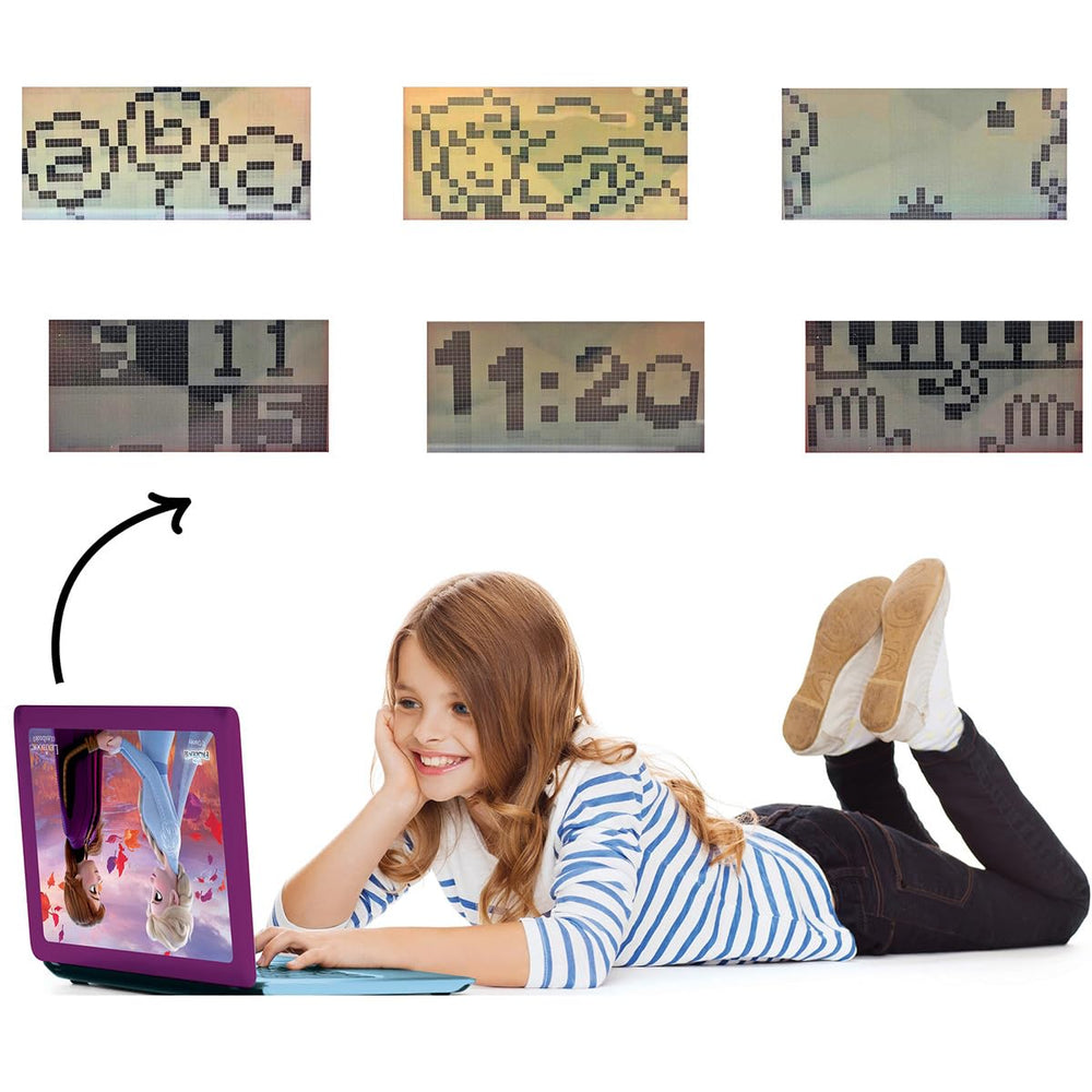 LEXiBOOK Frozen 2 LCD graphics animate lessons for motivation.